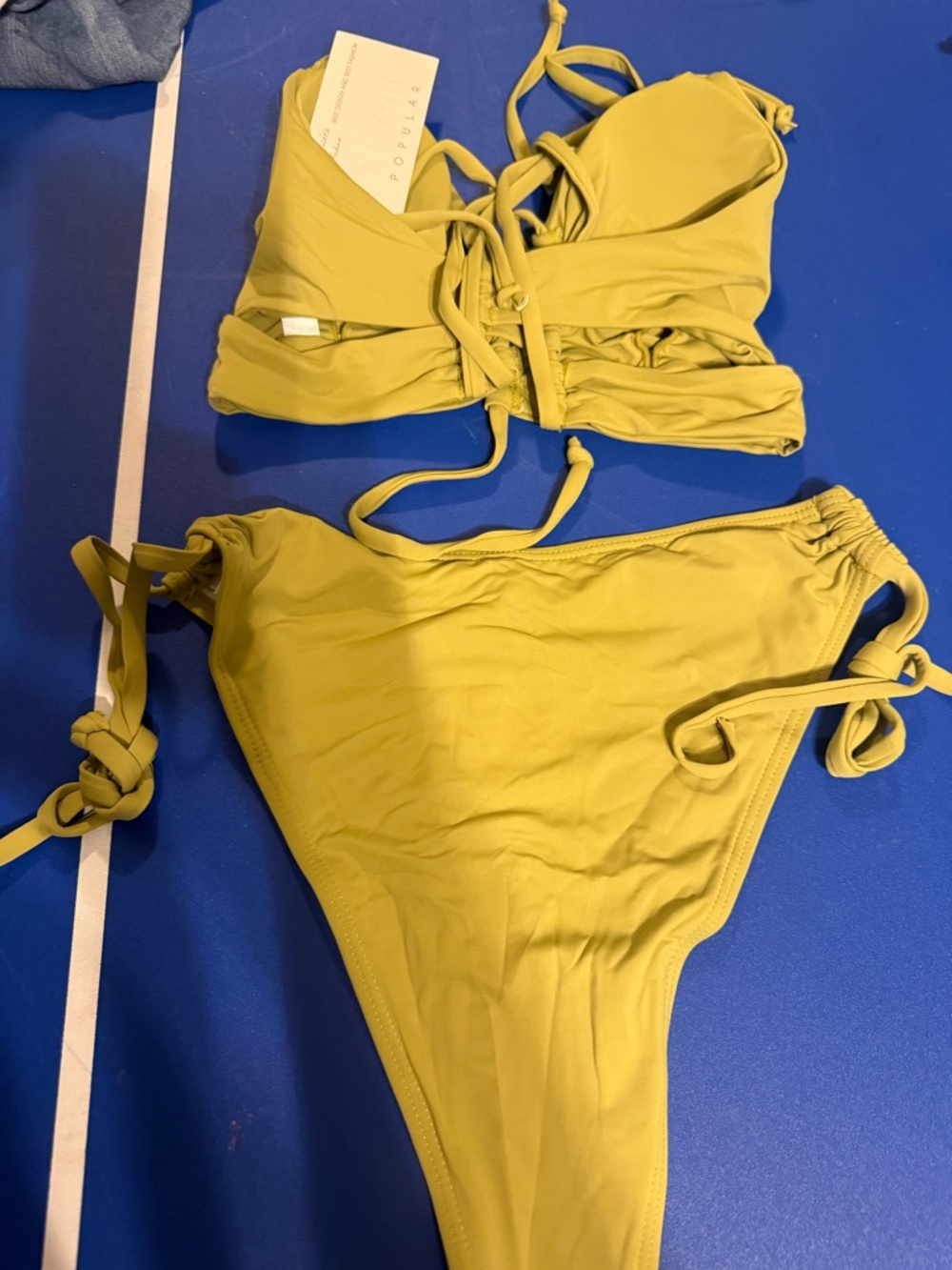 Tie-Back Two-Piece Bikini Set - Chartreuse Army green